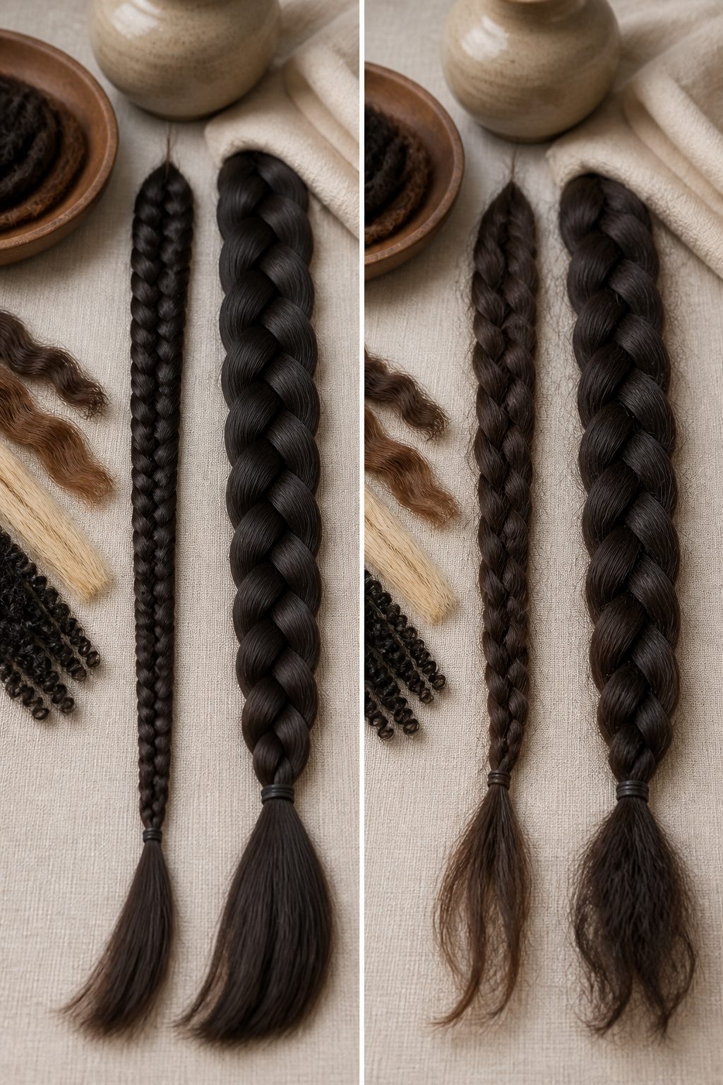 A visual representation of hair types and their suitability for braiding.