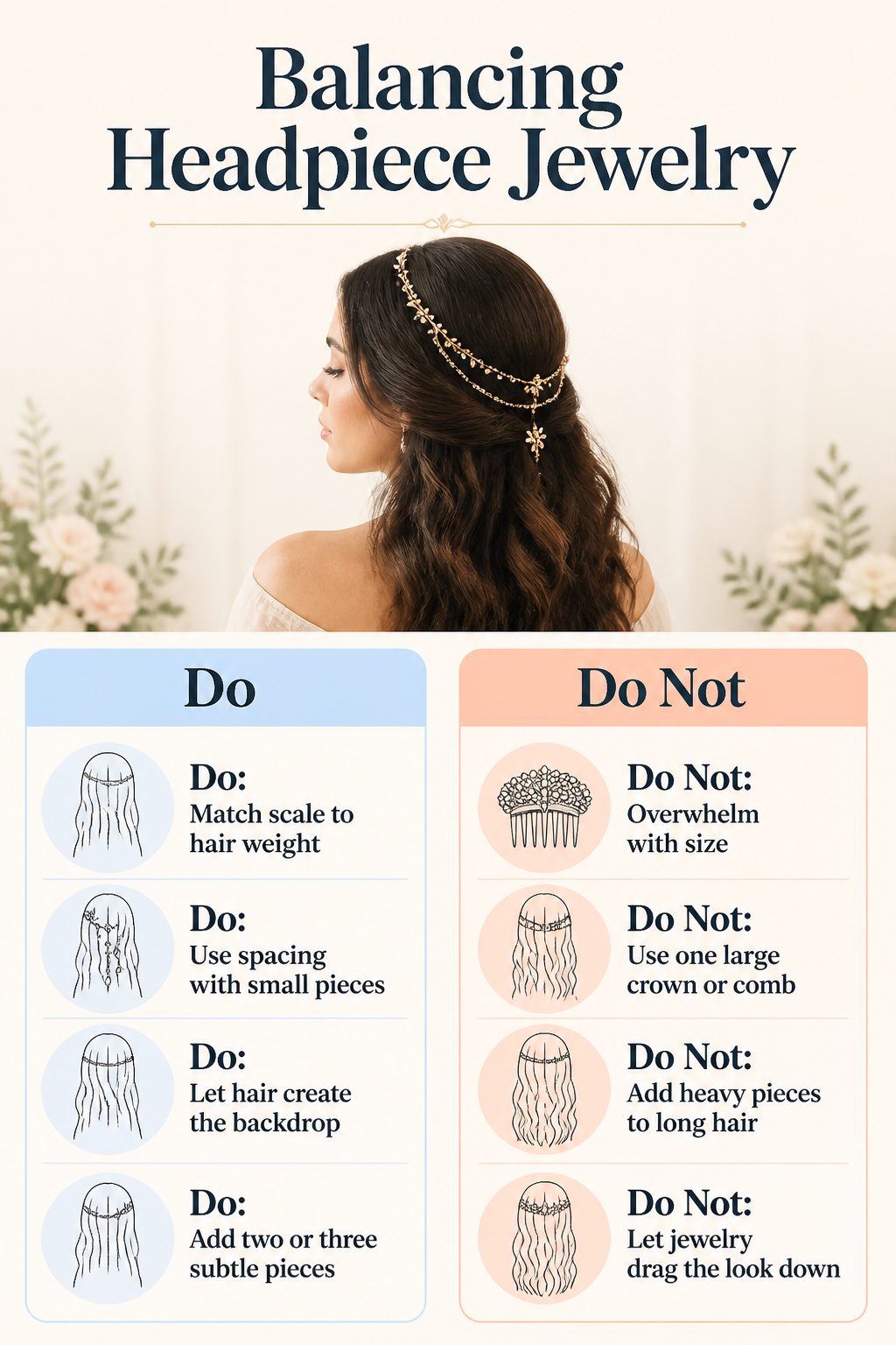 Headpiece Jewelry for Long Hairstyles in 2026 8 An example of headpiece jewelry balanced on long hair.