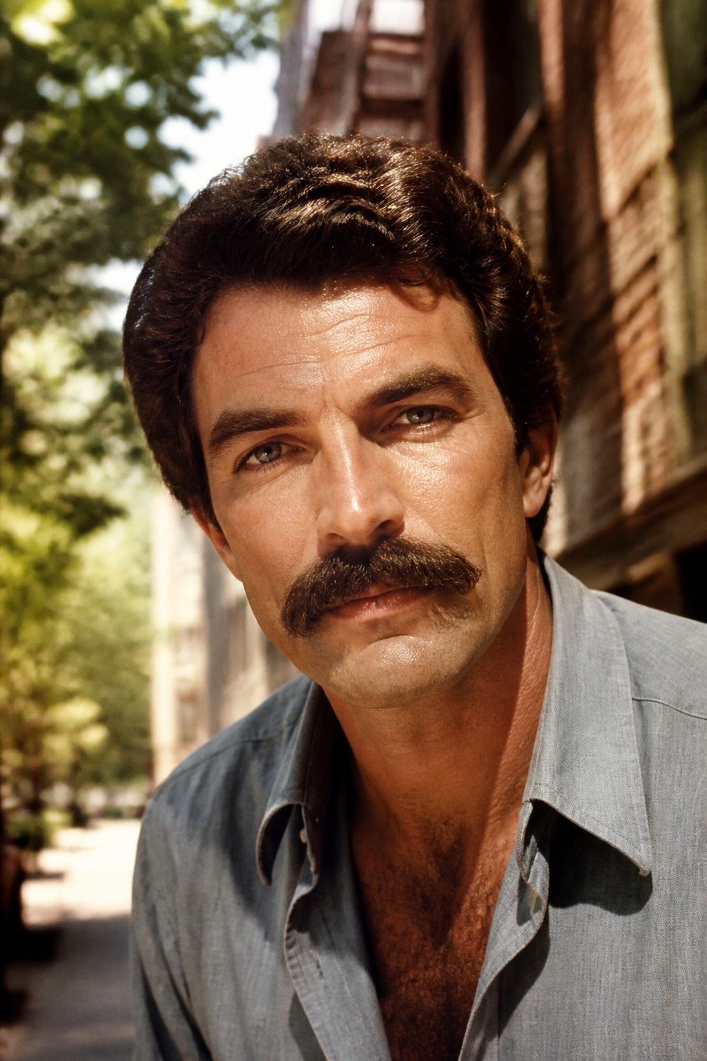 A thick Chevron mustache covering the upper lip.