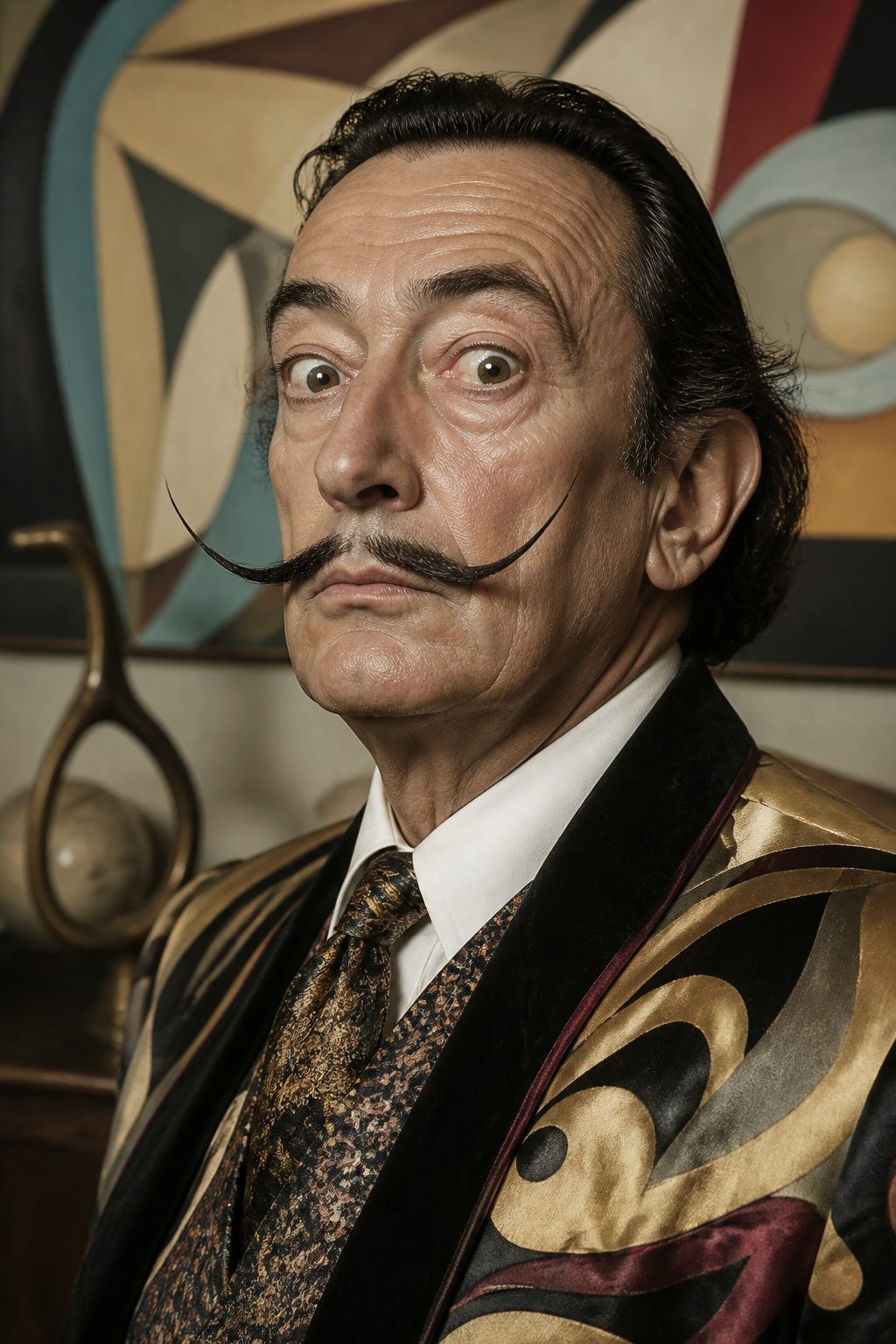 A Dalí mustache with long, sharply pointed ends.