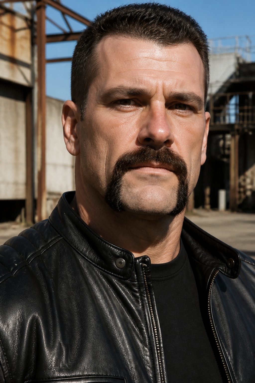 A horseshoe mustache shaped like an upside-down U.