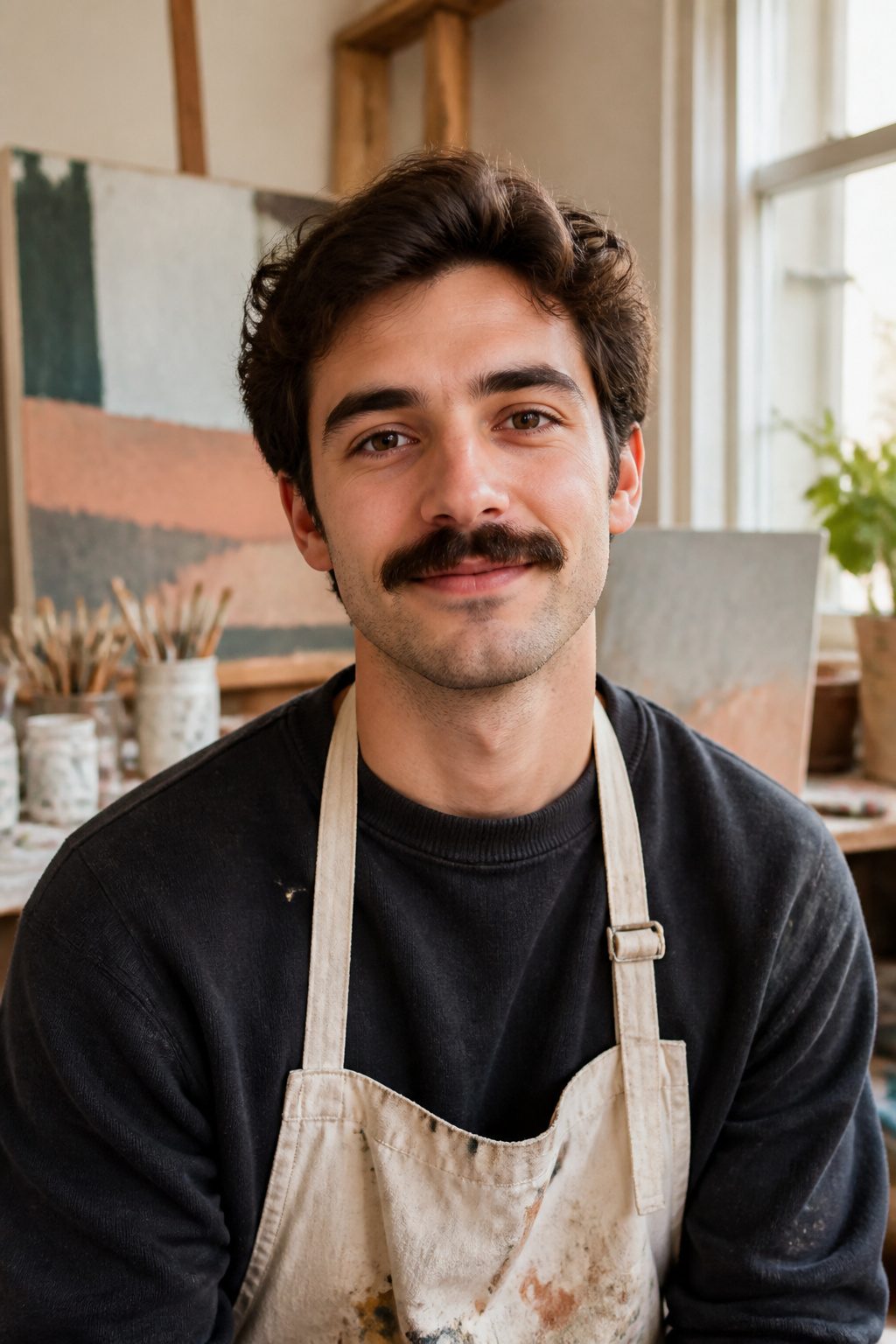 A painter's brush mustache with a defined shape.