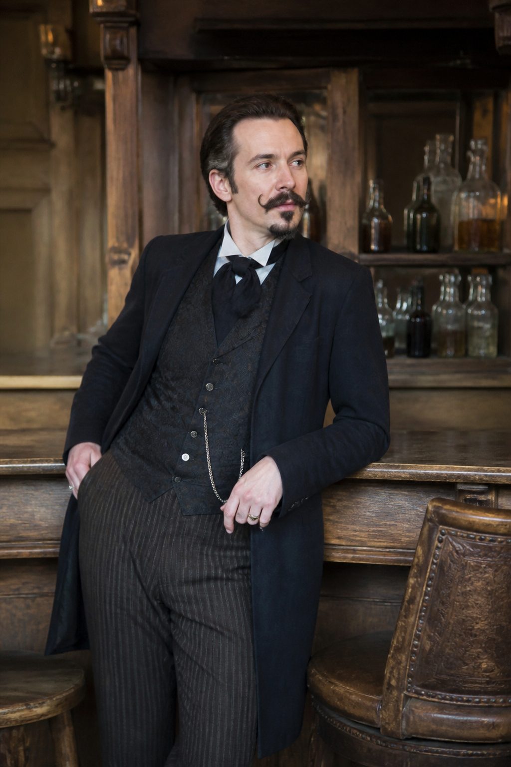 Van Duke Beard Style: Step-by-Step Guide to the 2026 Classic Look 10 Model with Doc Holliday Van Dyke style in a rustic saloon.